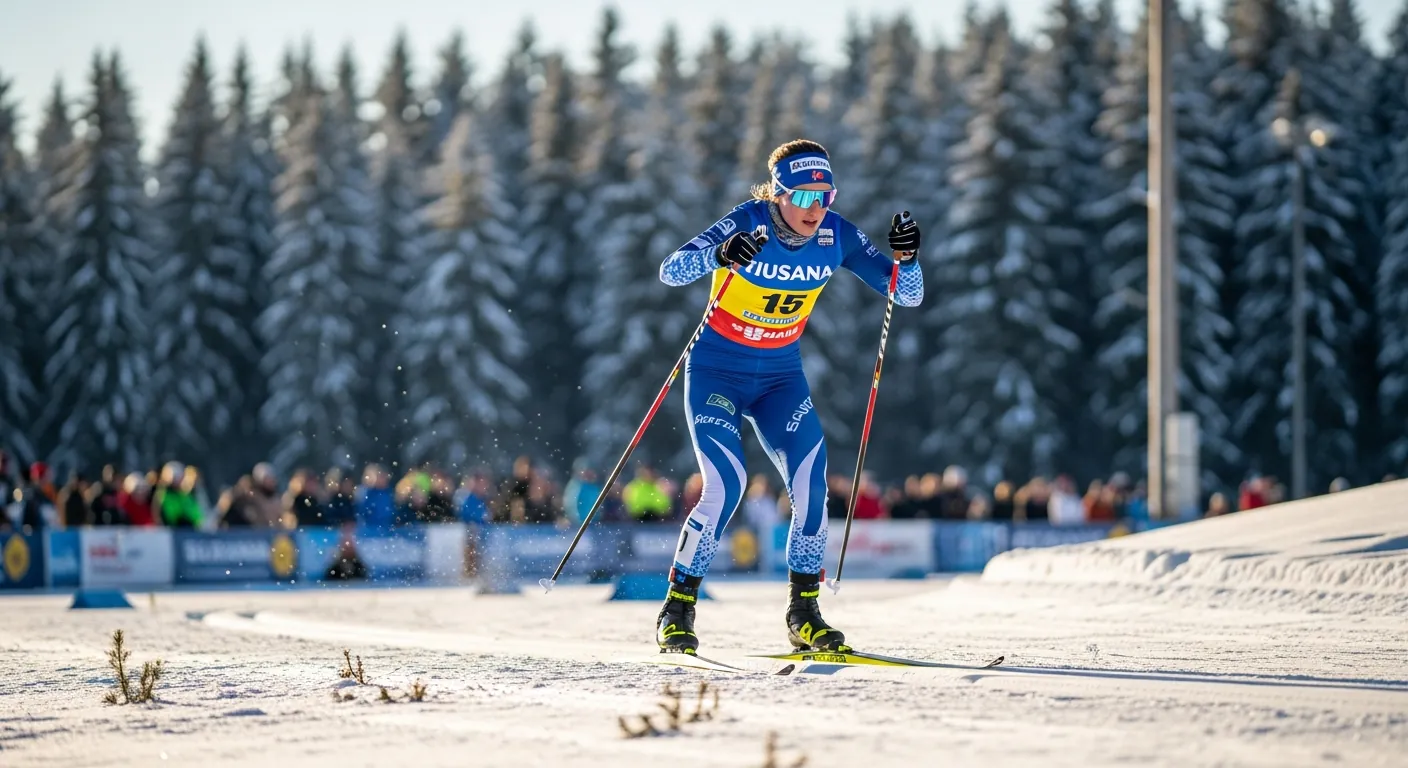 Anne Kjersti Kalvå i konkurranse under et verdenscuprenn i langrenn