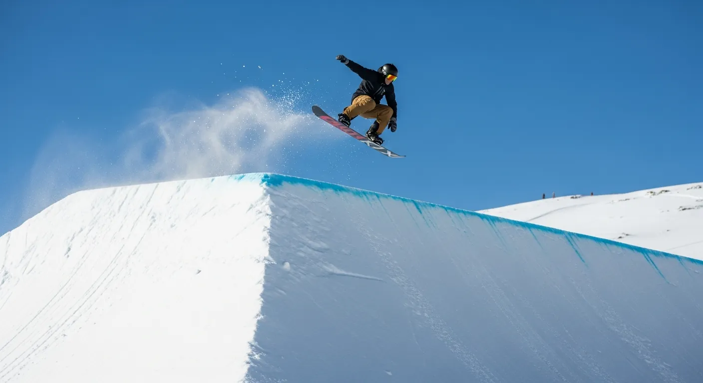 Hanne Eilertsen i lufta under slopestyle i snowboard